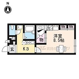 レオパレスシュタインベルク 2階1Kの間取り