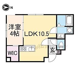 京阪石山坂本線 松ノ馬場駅 徒歩4分の賃貸アパート 1階1LDKの間取り