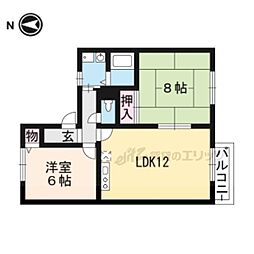 セゾン阪長 2LDKの間取図画像
