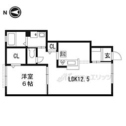 モンアヴニールB 1LDKの間取図画像