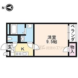 クレイノ樋下 1Kの間取図画像