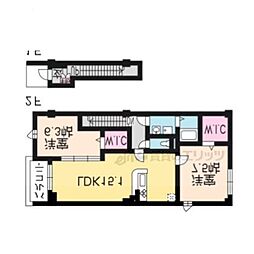 グランドゥール楓 2LDKの間取図画像