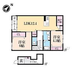 ラ・ルーチェ 2LDKの間取図画像