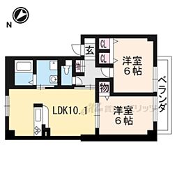 サンモール 2LDKの間取図画像