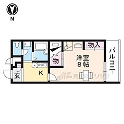 レオパレスEfini2 1Kの間取図画像