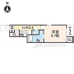 ミ・リブロ彦根駅北壱番館 1Kの間取図画像