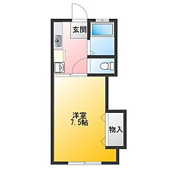 コーポ桂C 1Kの間取図画像