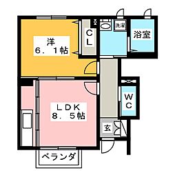 シャローム秦野 1LDKの間取図画像