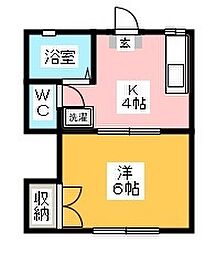 ジュネスK 1Kの間取図画像