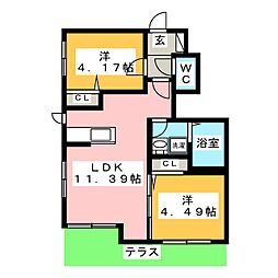 ルミエール 2LDKの間取図画像