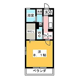 ロイヤルヒルズRin@ 1Kの間取図画像