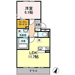 コトーB 1LDKの間取図画像
