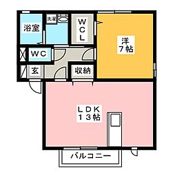 アルカディア 1LDKの間取図画像