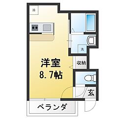 (仮)南矢名共同住宅 ワンルームの間取図画像