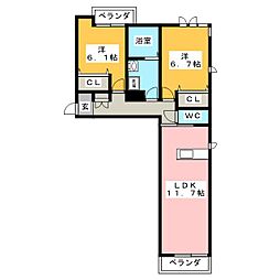 グランクラージュ2 2LDKの間取図画像