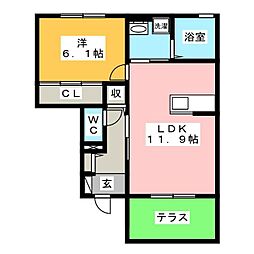 J・HOUSEA 1LDKの間取図画像
