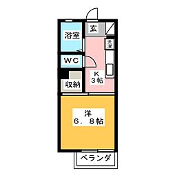 Gフィールド2 1Kの間取図画像