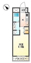 メルベーユ・ラヴィ 1Kの間取図画像