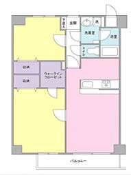 クレストコート 4階2LDKの間取り