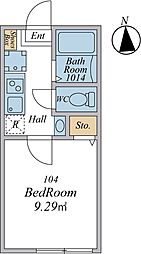 日野2丁目新築アパート(仮) 1Kの間取図画像