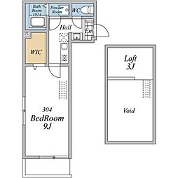 サンライズ久米川 1Kの間取図画像