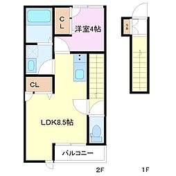 JR京浜東北・根岸線 横浜駅 徒歩15分の賃貸アパート 2階1LDKの間取り