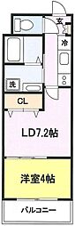 エクセル新川崎3 2Kの間取図画像