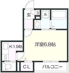 ZONNE江原町 1Kの間取図画像