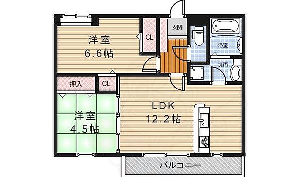 メープル住吉 ｜大阪府池田市住吉２丁目(賃貸アパート1SLDK・1階・55.33㎡)の写真 その2