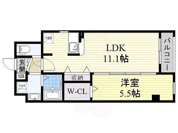 大阪府豊中市野田町(賃貸マンション1LDK・2階・38.07㎡)の写真 その2