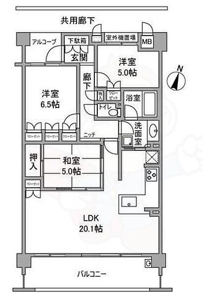 大阪府箕面市牧落３丁目(賃貸マンション3LDK・5階・81.16㎡)の写真 その2