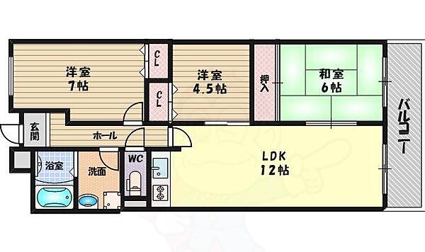 大阪府吹田市千里山高塚(賃貸マンション3LDK・2階・66.25㎡)の写真 その2