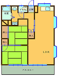 谷口マンション 2階2LDKの間取り