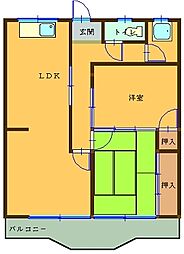 岸田マンション 2LDKの間取図画像
