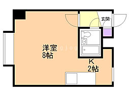 グリーンハイム 1Kの間取図画像