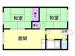 第6あづま荘 2LDKの間取図画像