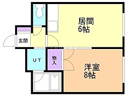カントリー70 1DKの間取図画像