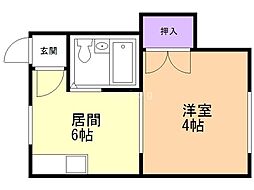 ソシアル向井 2階1DKの間取り