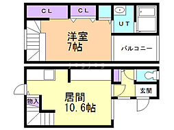 ヴィサージュ福住II 1階1LDKの間取り