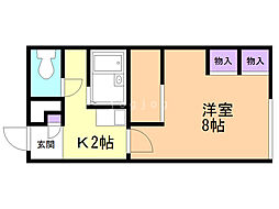 レオパレス月寒西 1階1Kの間取り