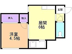 ハッピーハイツ 1DKの間取図画像