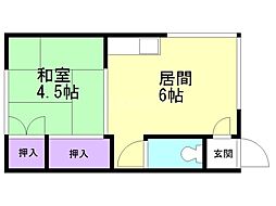 コーポ八大 1DKの間取図画像