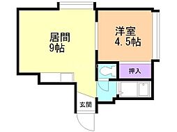 ロータスハイツ月寒 1階1LDKの間取り