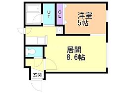 パークウェル札大前 2階1LDKの間取り