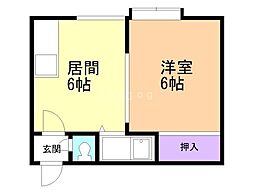 ビックスリーハイツ 1DKの間取図画像