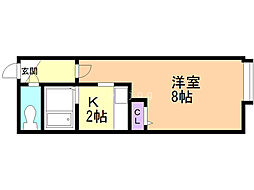 クリエイト旭町Ａ 2階1Kの間取り