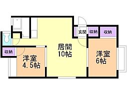 マンション和幸 2LDKの間取図画像