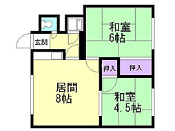 乙坂ビル 2LDKの間取図画像