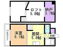 ジュイエ学園前 3階1SDKの間取り