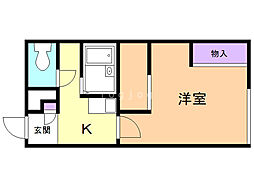 レオパレス鉢の木館 1Kの間取図画像